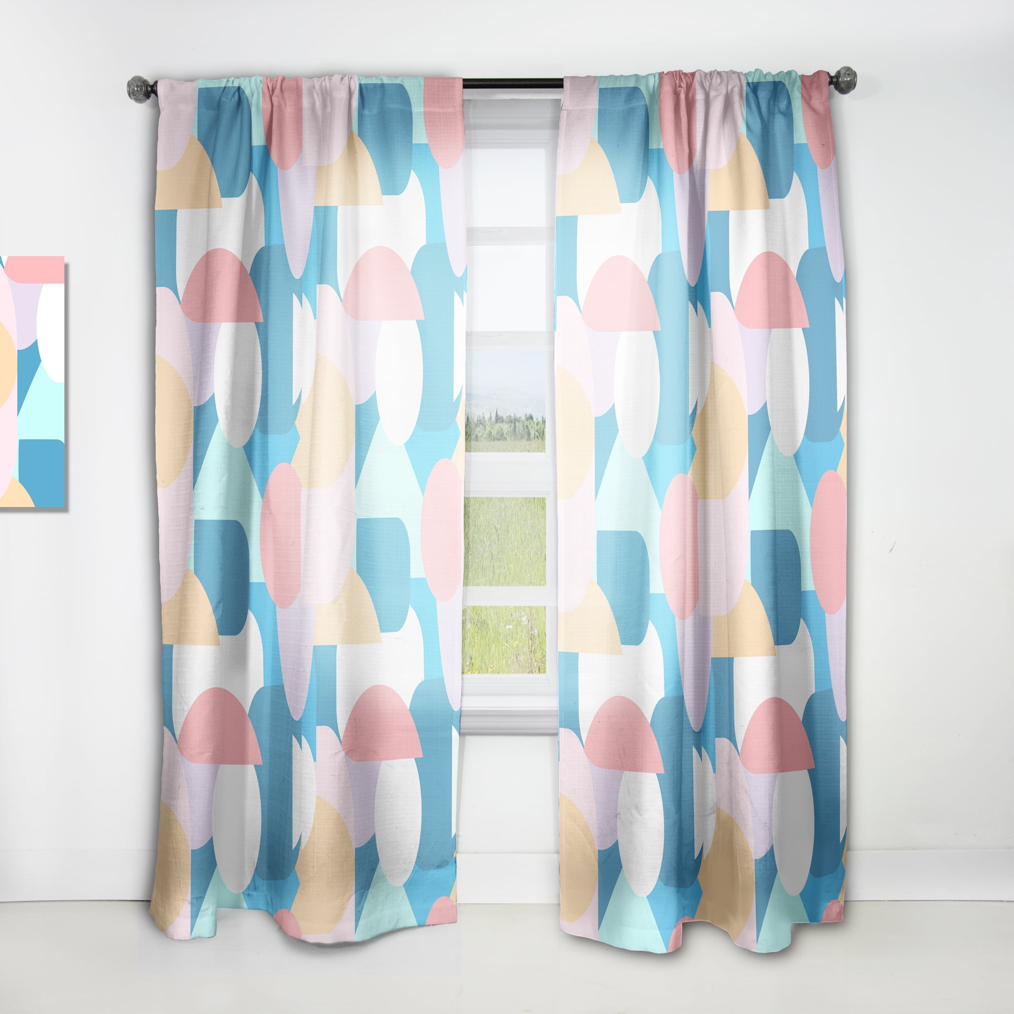 Designart 'Geometrical Abstract Retro Pattern II' Mid-Century Modern Curtain Panel