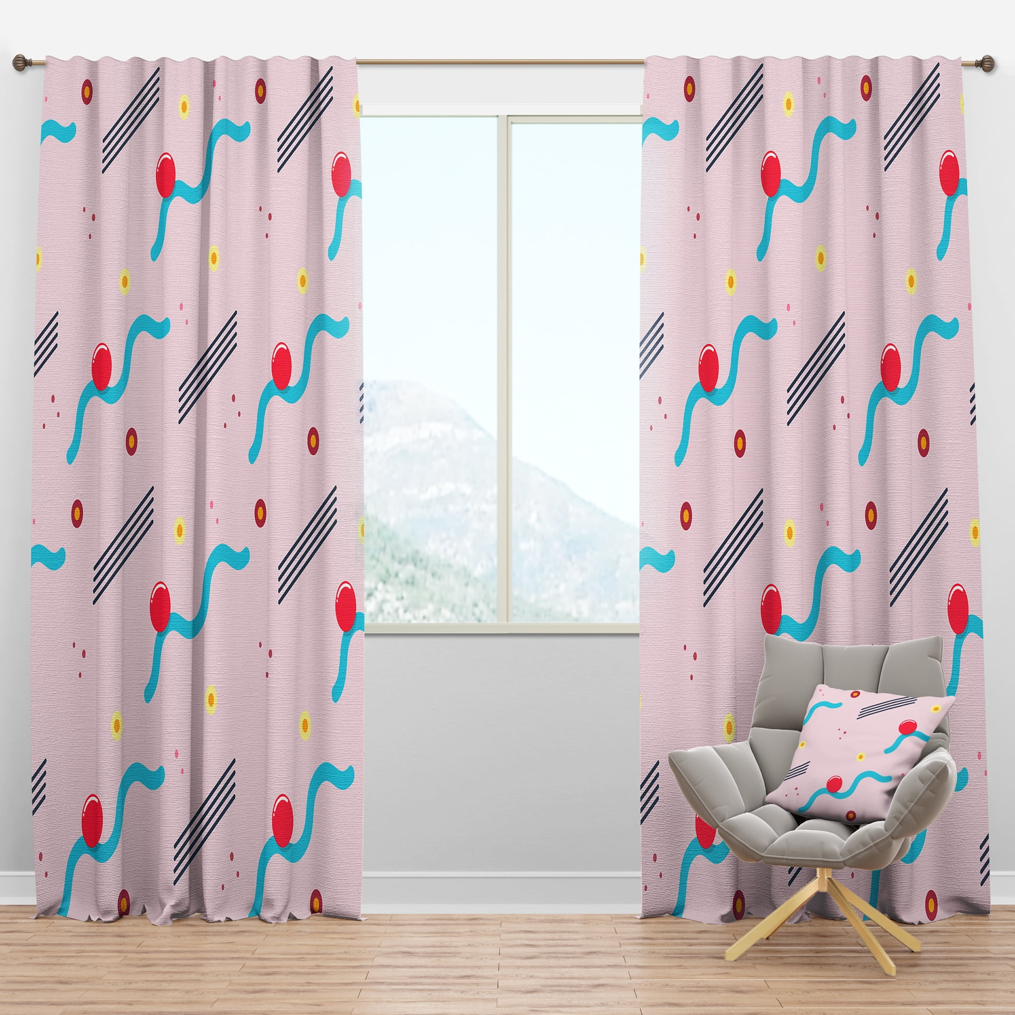 Designart 'Geometrical Abstract Retro Pattern III' Mid-Century Modern Blackout Curtain Panel