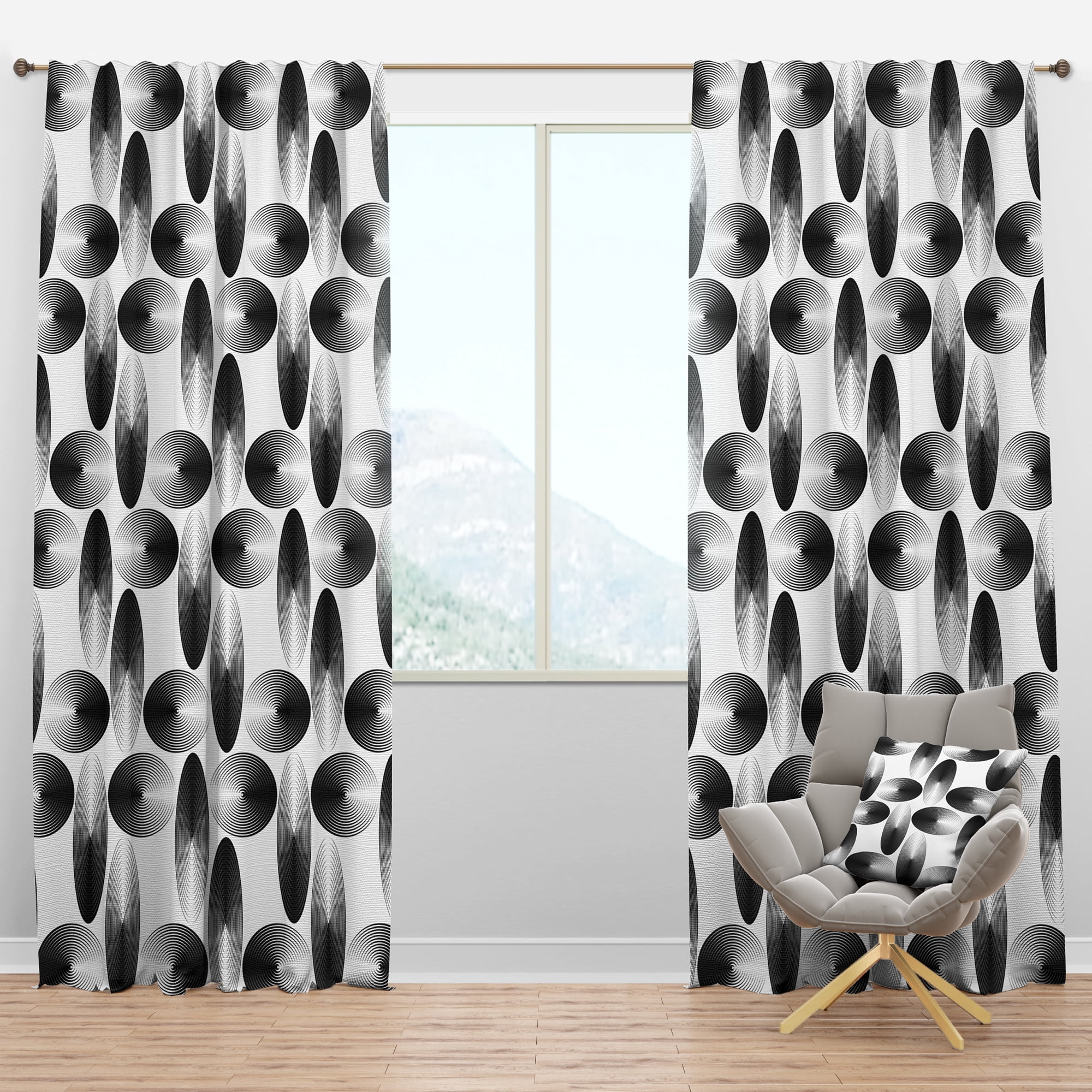 Designart 'Geometrical Abstract Retro Pattern IV' Mid-Century Modern Blackout Curtain Panel