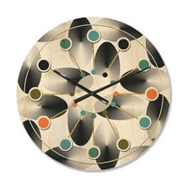 Designart 'Geometrical Abstract Retro Pattern IV' Mid-Century Modern Wood Wall Clock