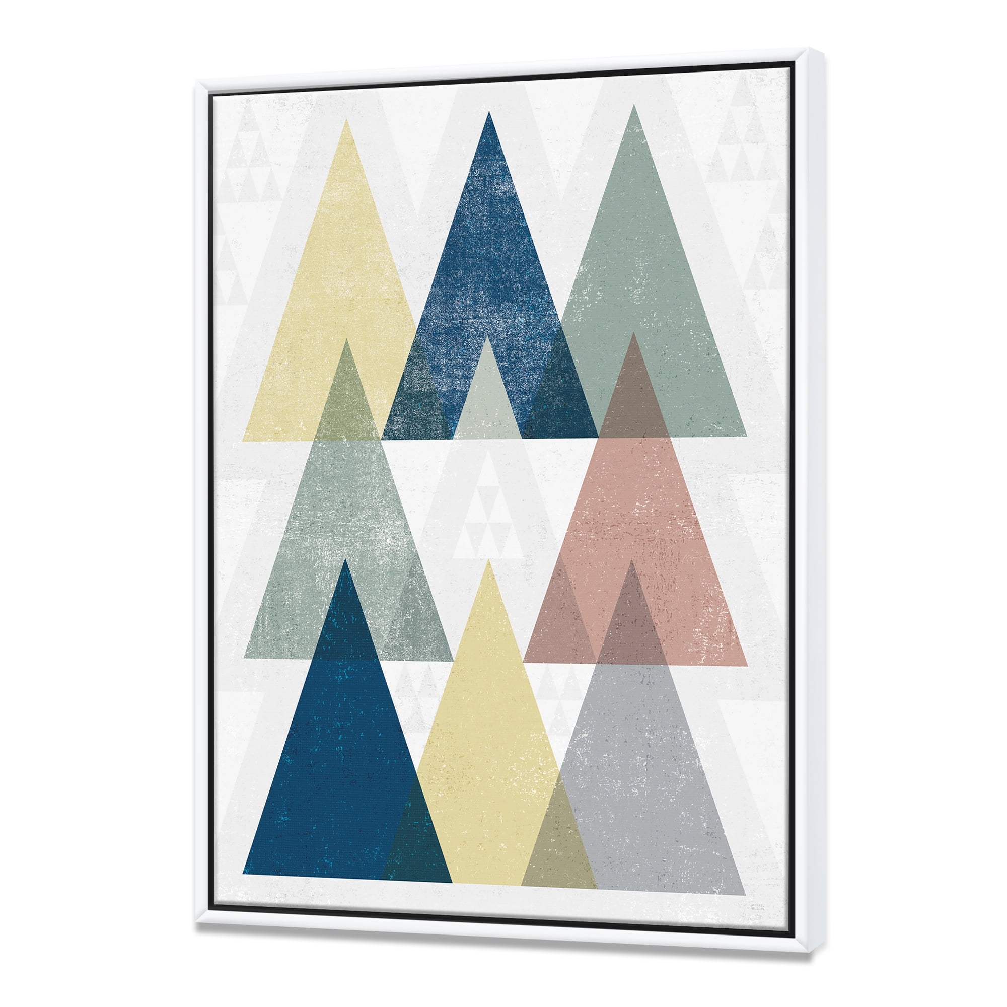 Designart ' Geometrical Composition Triangles II ' Modern & Transitional Framed Canvas
