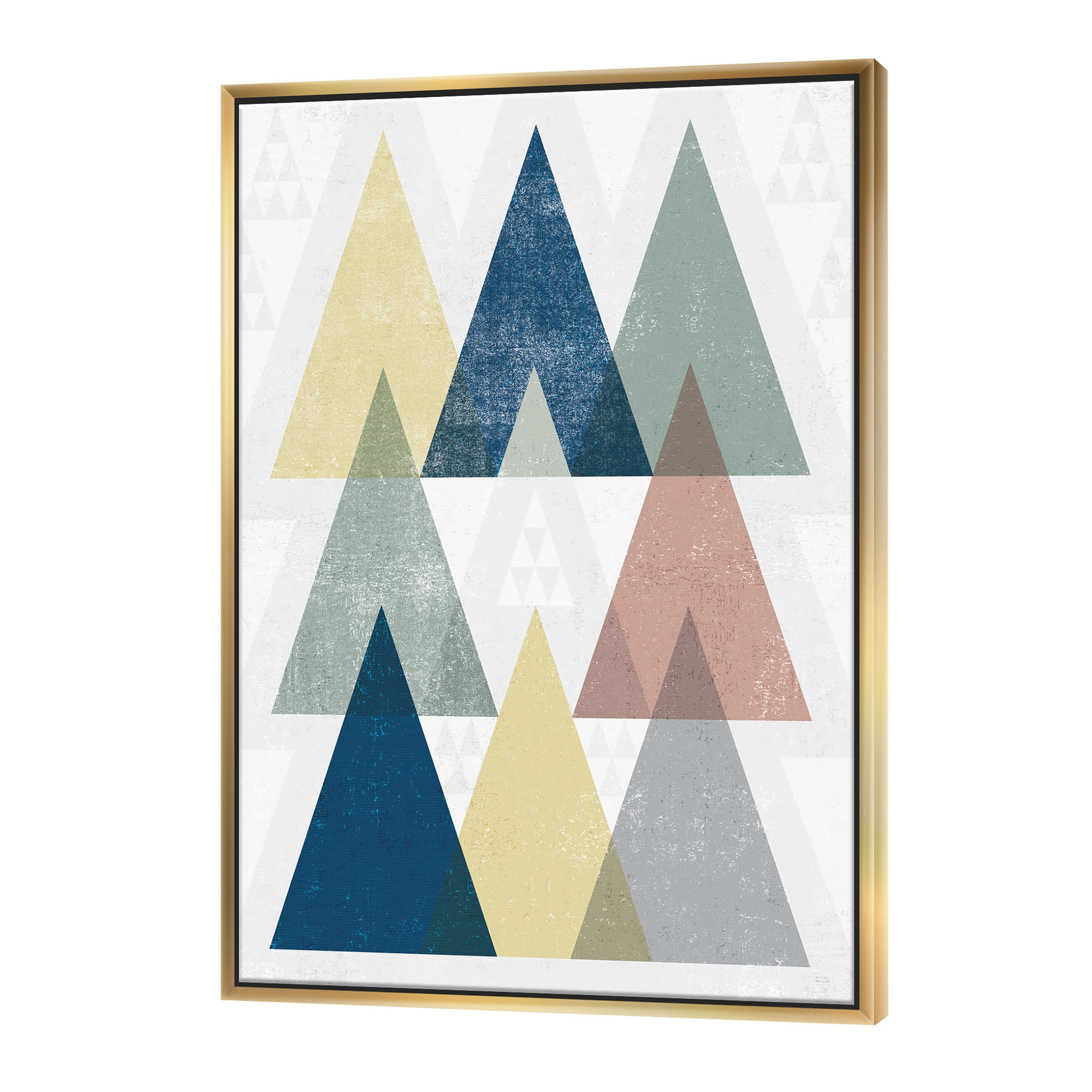 Designart ' Geometrical Composition Triangles II ' Modern & Transitional Framed Canvas