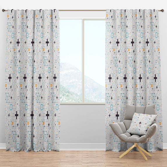 Designart 'Geometrical Minimalistic Elements' Mid-Century Modern Blackout Curtain Panel