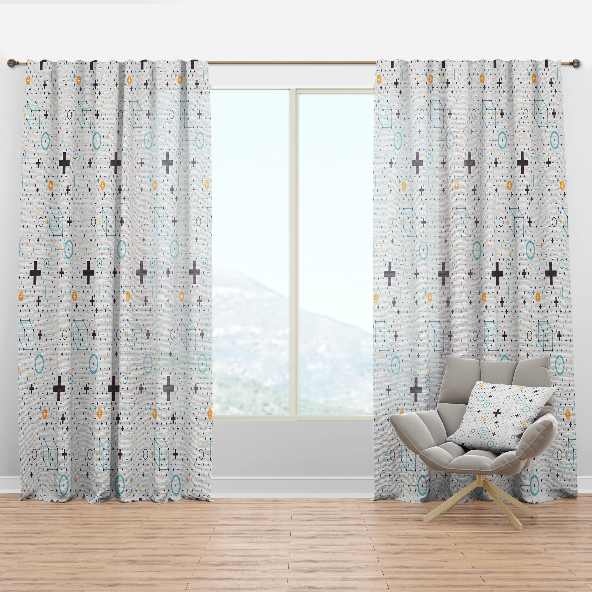 Designart 'Geometrical Minimalistic Elements' Mid-Century Modern Curtain Panel