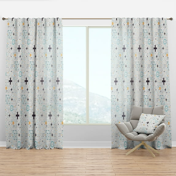 Designart 'Geometrical Minimalistic Elements' Mid-Century Modern Curtain Panel