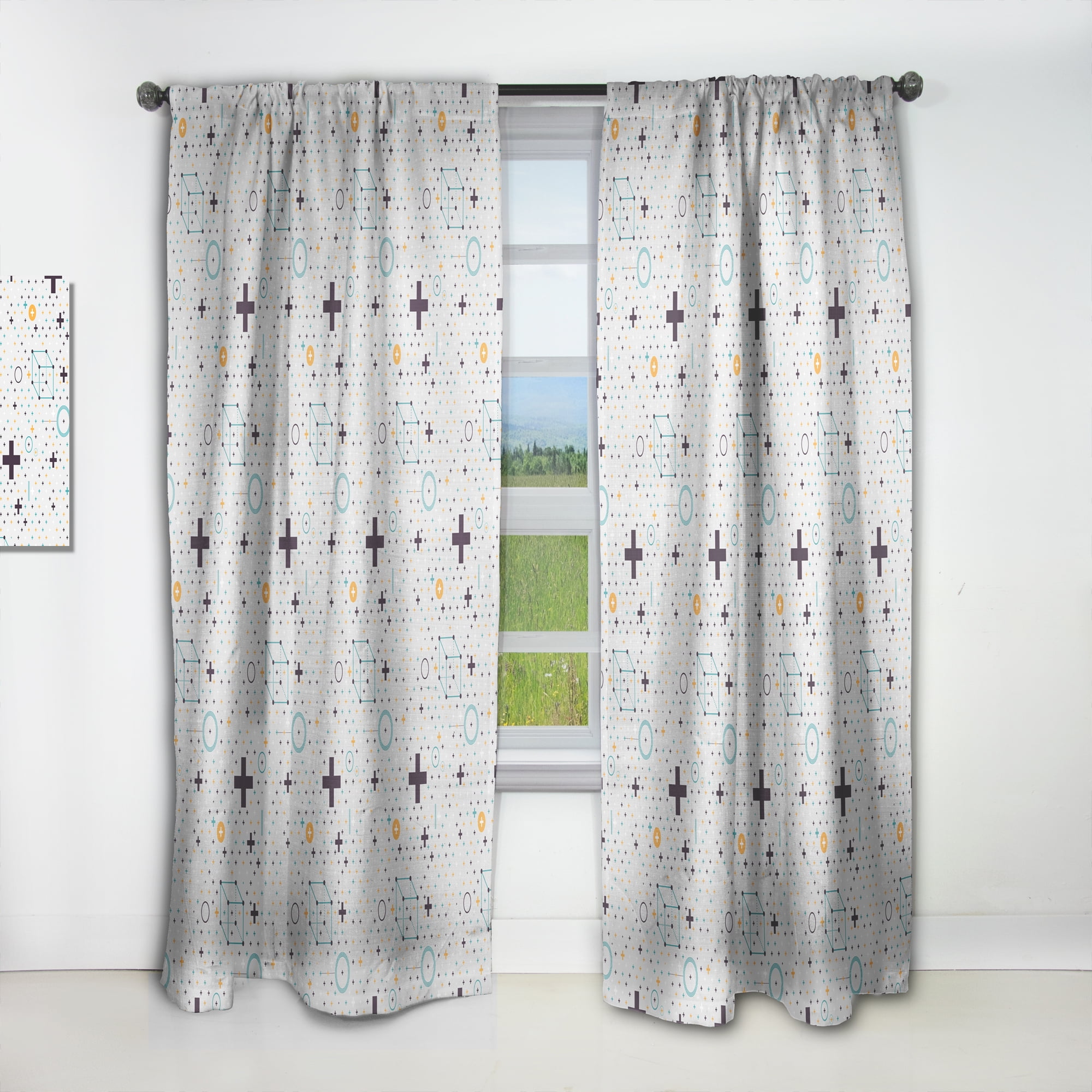 Designart 'Geometrical Minimalistic Elements' Mid-Century Modern Curtain Panel