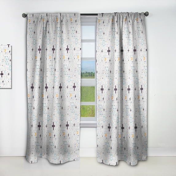 Designart 'Geometrical Minimalistic Elements' Mid-Century Modern Curtain Panel
