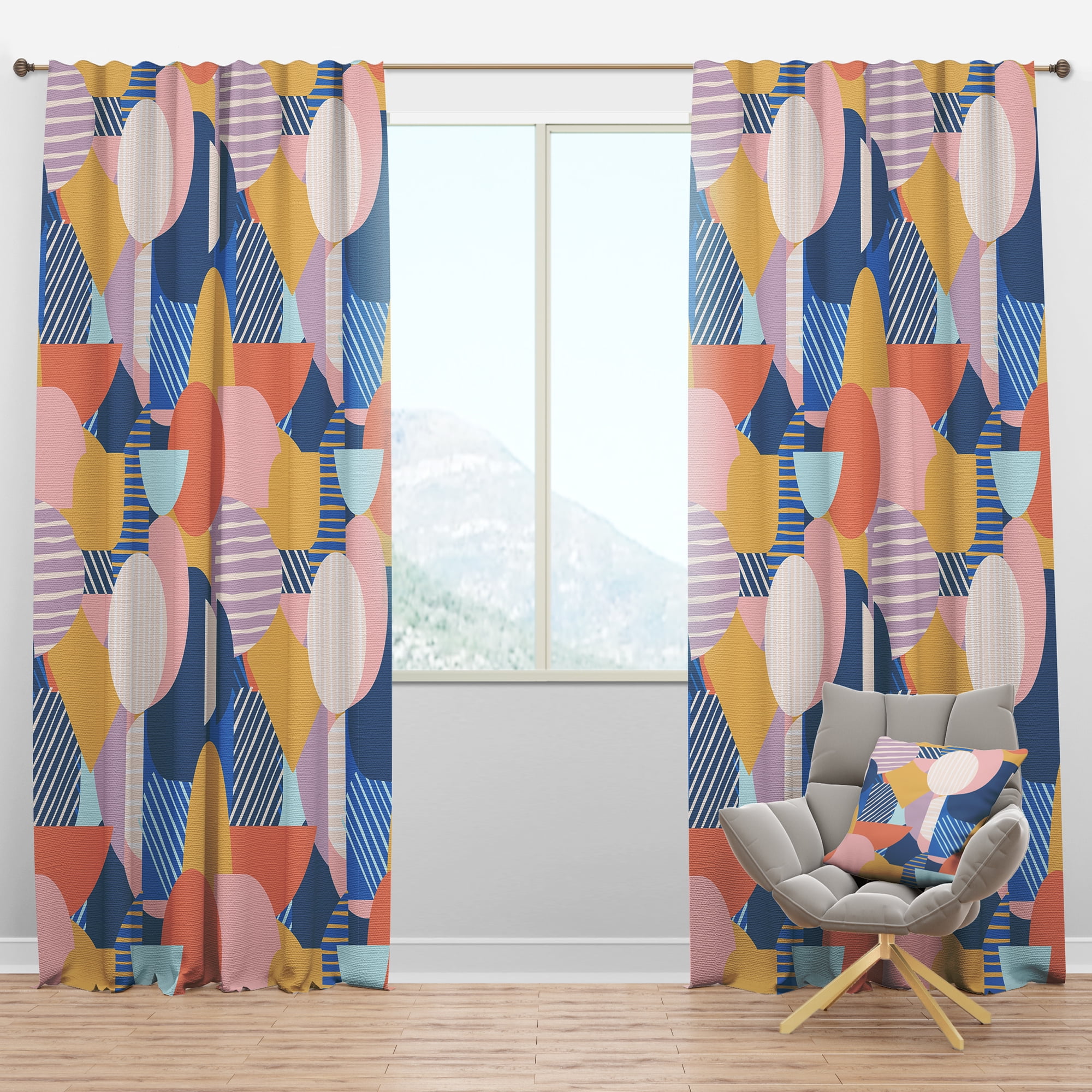 Designart 'Geometrical Modern Shapes Pattern' Mid-Century Modern Blackout Curtain Panel