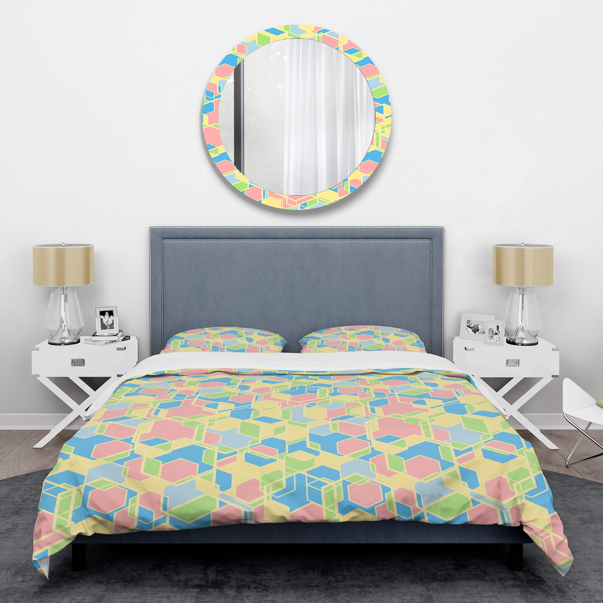 Designart 'Geometrical Pastel Abstract II' Mid-Century Modern Duvet Cover Set