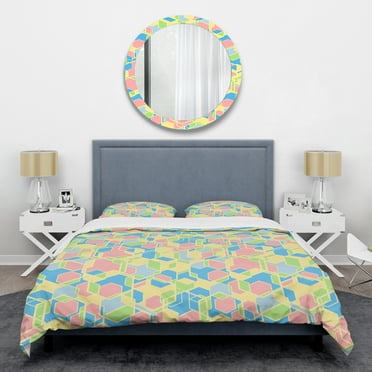 Designart 'Geometrical Pastel Abstract II' Mid-Century Modern Duvet Cover Set