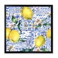 thumbnail image 1 of Designart 'Geometrical Pattern of Lemon Ornament On Blue I' Tropical Framed Art Print, 1 of 4