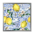 thumbnail image 1 of Designart 'Geometrical Pattern of Lemon Ornament On Blue I' Tropical Framed Art Print, 1 of 4