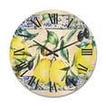 thumbnail image 1 of Designart 'Geometrical Pattern of Lemon Ornament On Blue II' Tropical Wood Wall Clock, 1 of 5