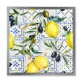 thumbnail image 1 of Designart 'Geometrical Pattern of Lemon Ornament On Blue III' Tropical Framed Art Print, 1 of 4