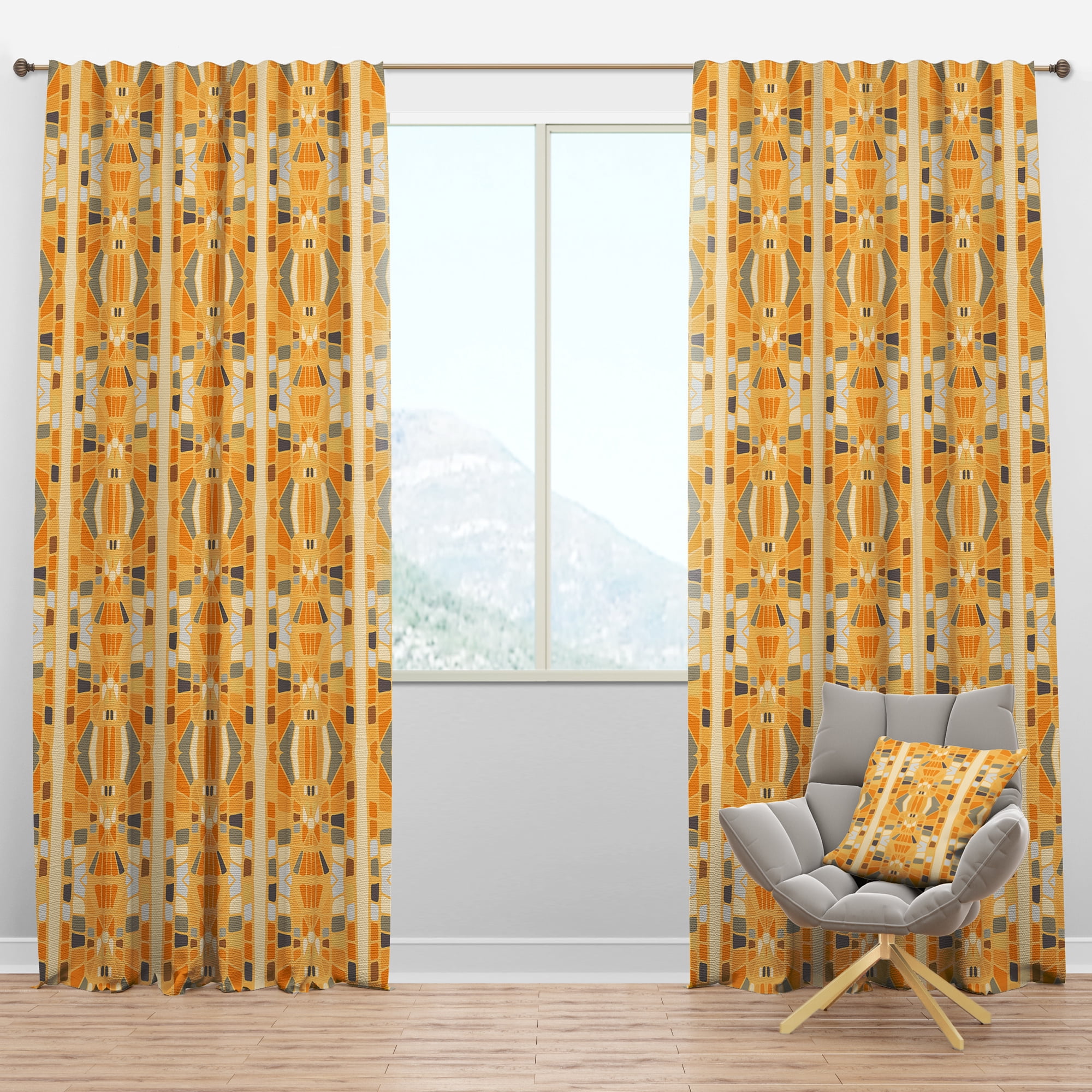 Designart 'Geometrical Retro Abstract II' Mid-Century Modern Blackout Curtain Panel