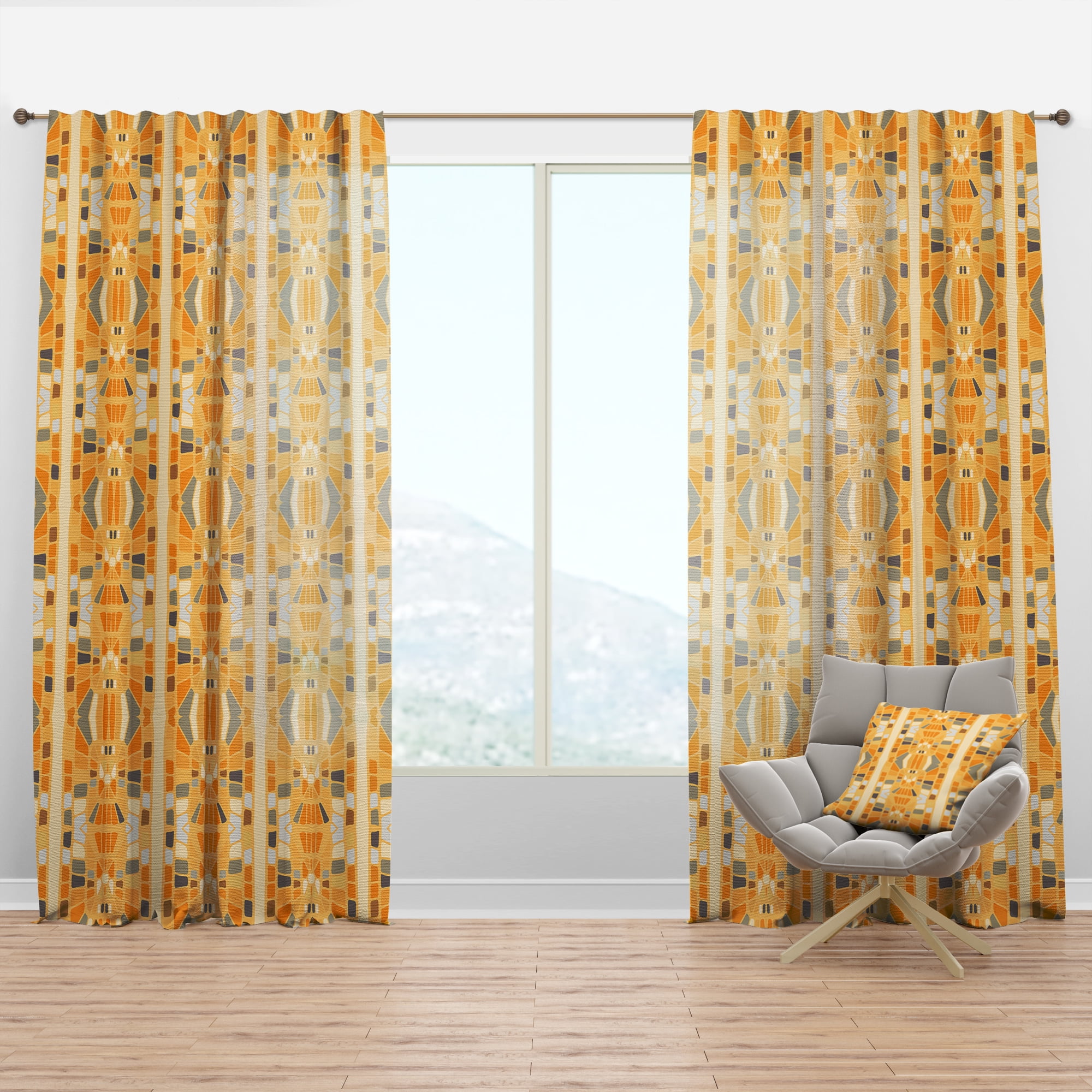 Designart 'Geometrical Retro Abstract II' Mid-Century Modern Curtain Panel
