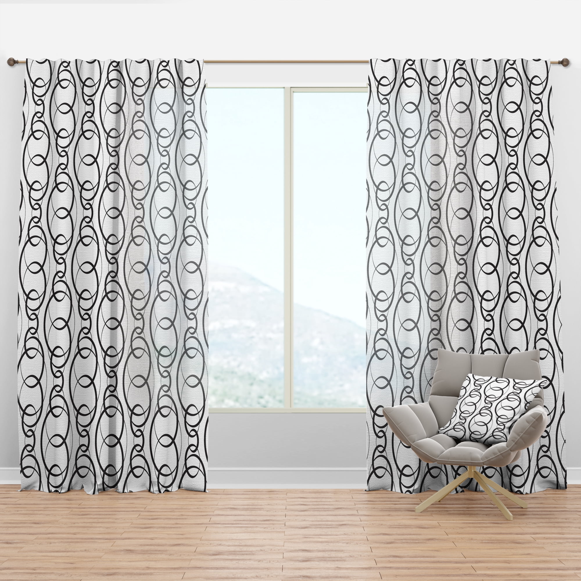 Designart 'Geometrical Retro Abstract Minimal Pattern VI' Mid-Century Modern Curtain Panel