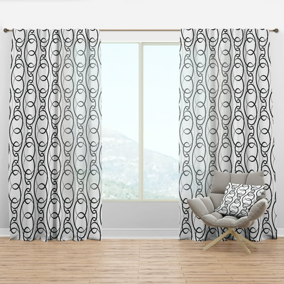 Designart 'Geometrical Retro Abstract Minimal Pattern VI' Mid-Century Modern Curtain Panel