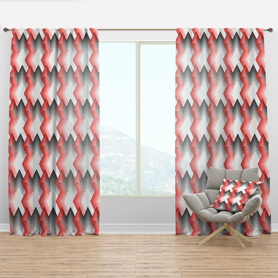 Designart 'Geometrical Retro Abstract Minimal Pattern VIII' Mid-Century Modern Curtain Panel