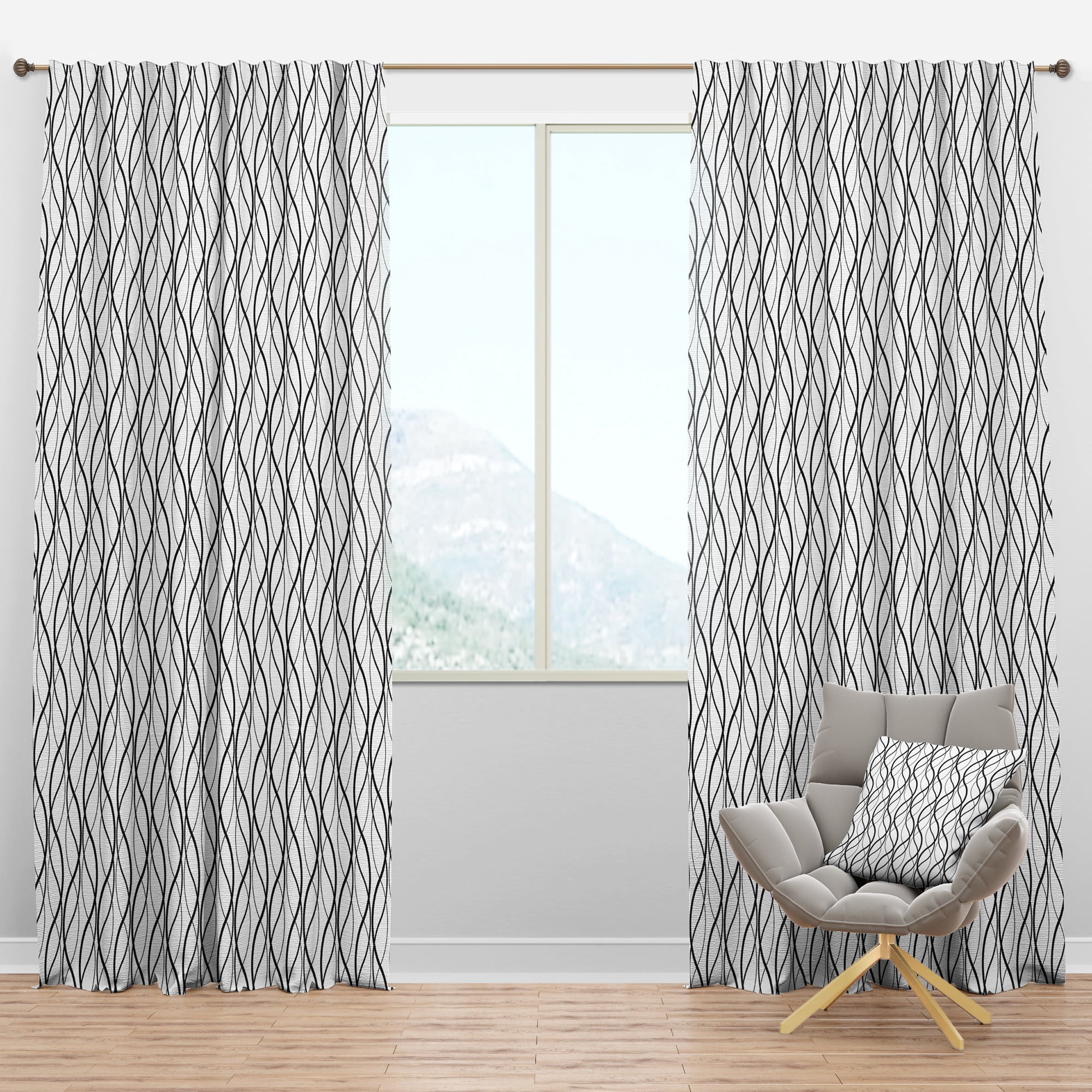 Designart 'Geometrical Retro Abstract Minimal Pattern X' Mid-Century Modern Blackout Curtain Panel