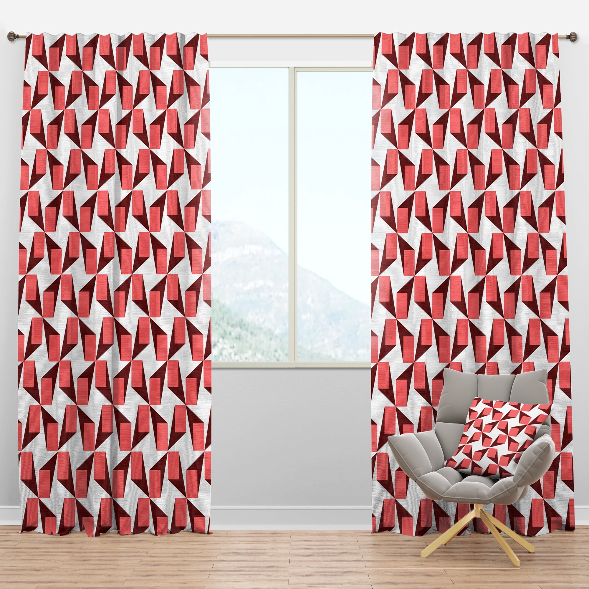Designart 'Geometrical Retro Abstract Minimal Pattern XIII' Mid-Century Modern Blackout Curtain Panel