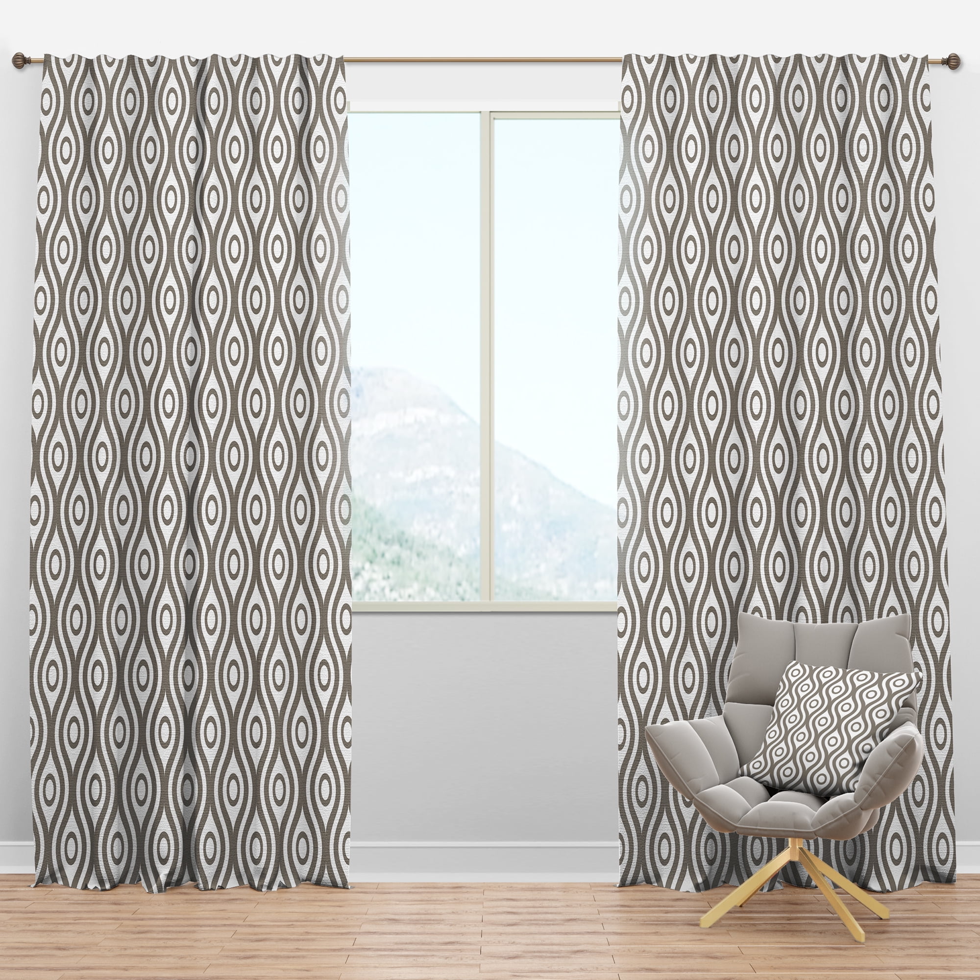 Designart 'Geometrical Retro Abstract Minimal Pattern XIV' Mid-Century Modern Blackout Curtain Panel