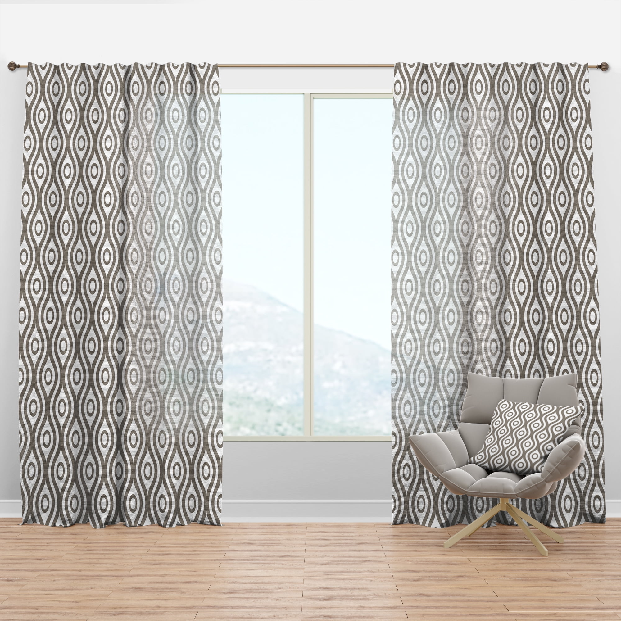 Designart 'Geometrical Retro Abstract Minimal Pattern XIV' Mid-Century Modern Curtain Panel