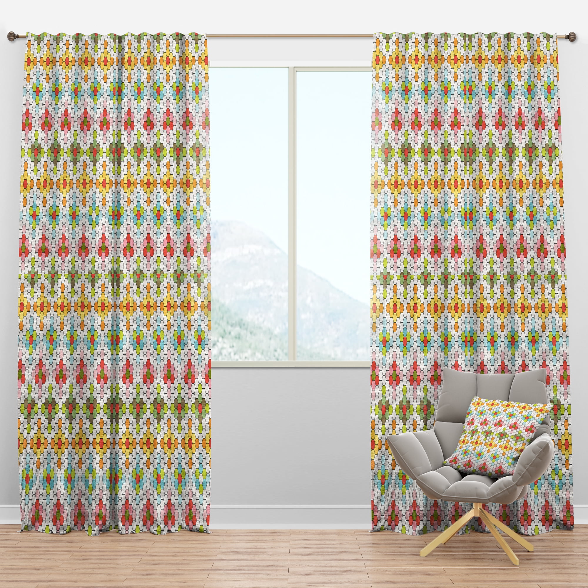 Designart 'Geometrical Retro Design IX' Mid-Century Modern Blackout Curtain Panel