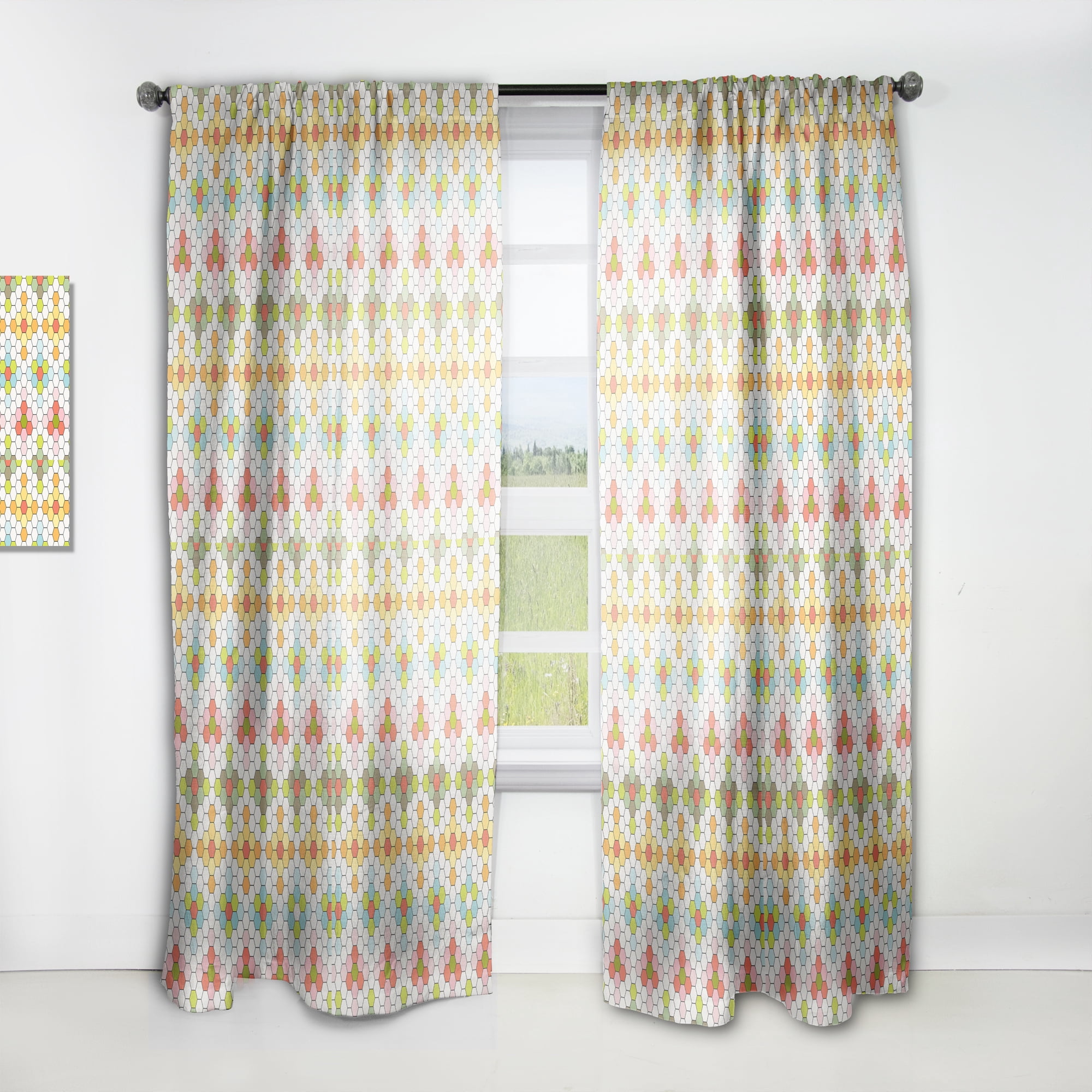 Designart 'Geometrical Retro Design IX' Mid-Century Modern Curtain Panel