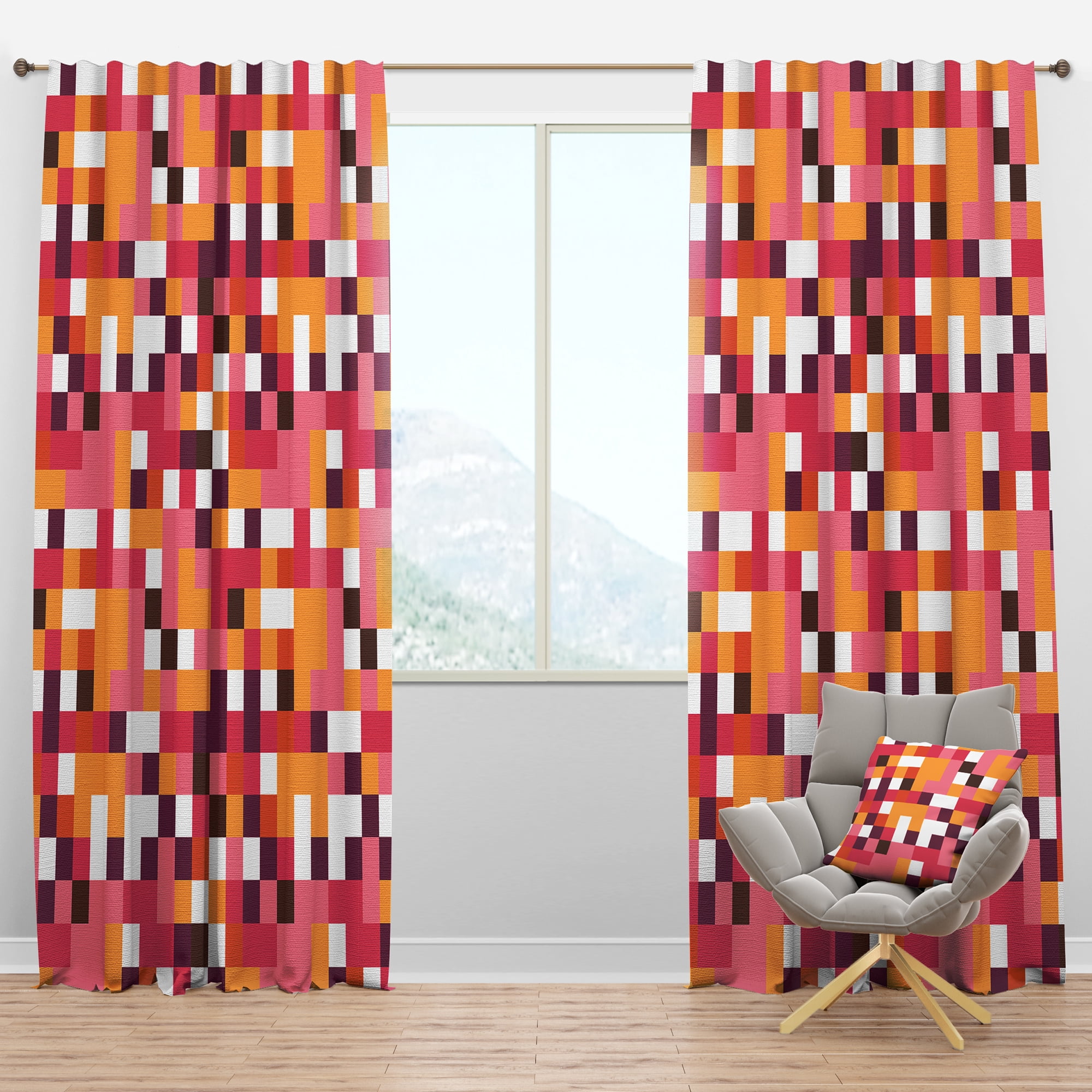Designart 'Geometrical Retro Design VII' Mid-Century Modern Blackout Curtain Panel