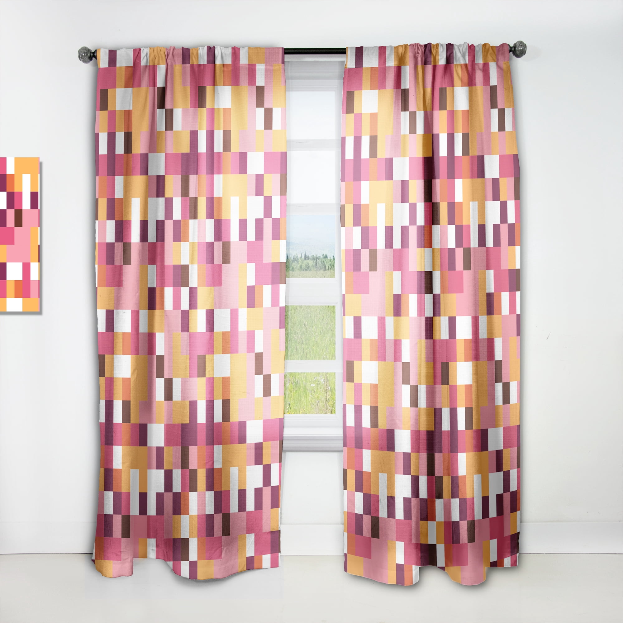 Designart 'Geometrical Retro Design VII' Mid-Century Modern Curtain Panel