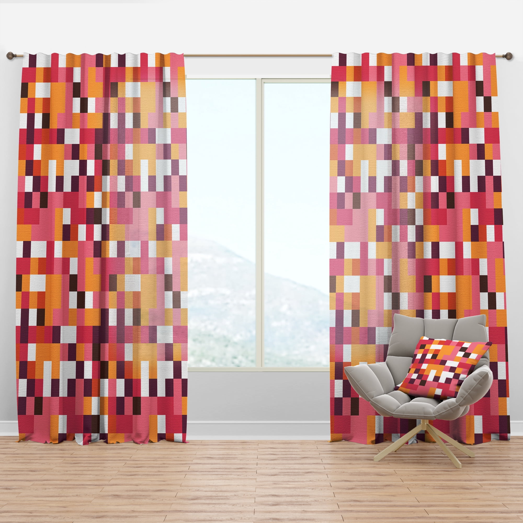 Designart 'Geometrical Retro Design VII' Mid-Century Modern Curtain Panel