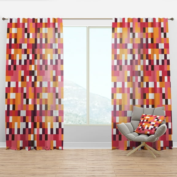 Designart 'Geometrical Retro Design VII' Mid-Century Modern Curtain Panel