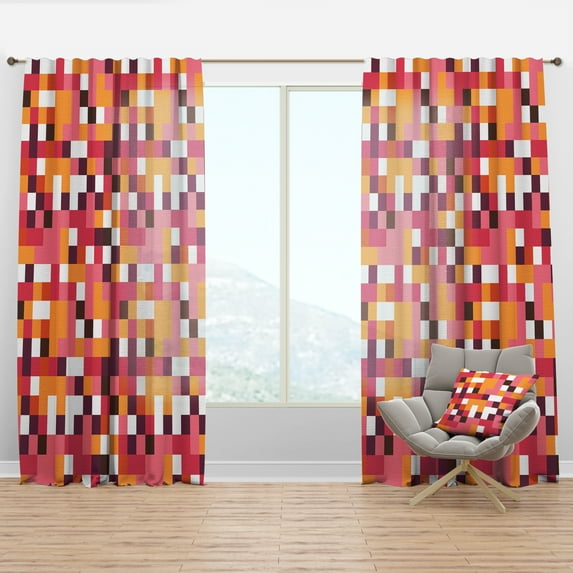 Designart 'Geometrical Retro Design VII' Mid-Century Modern Curtain Panel