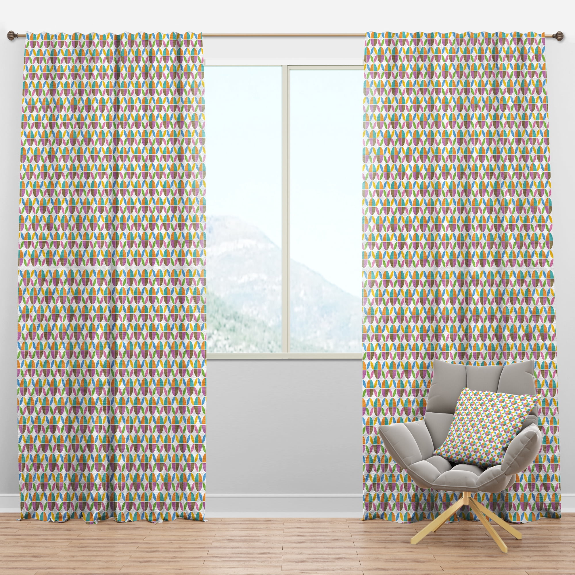Designart 'Geometrical Retro Design VIII' Mid-Century Modern Blackout Curtain Panel