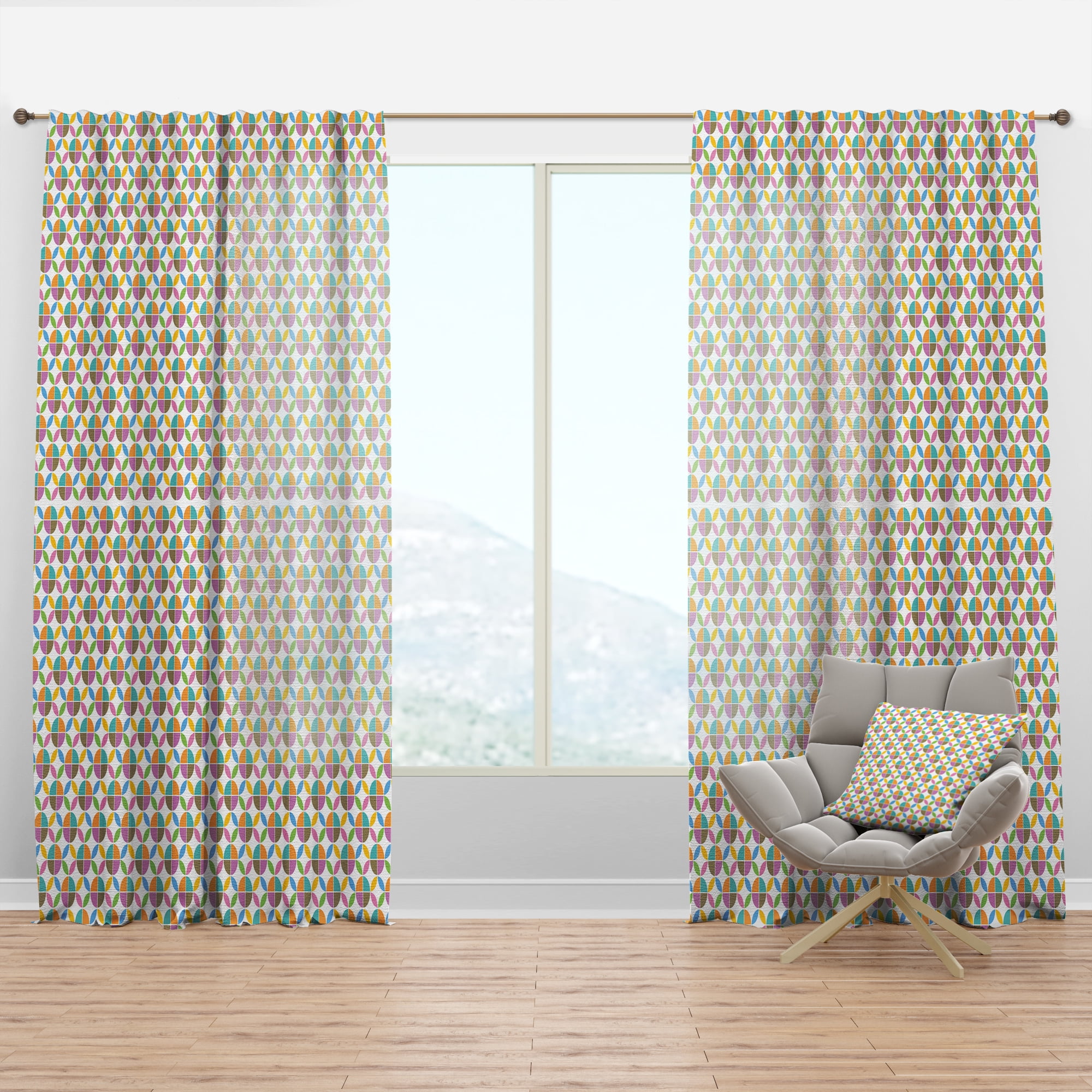 Designart 'Geometrical Retro Design VIII' Mid-Century Modern Curtain Panel