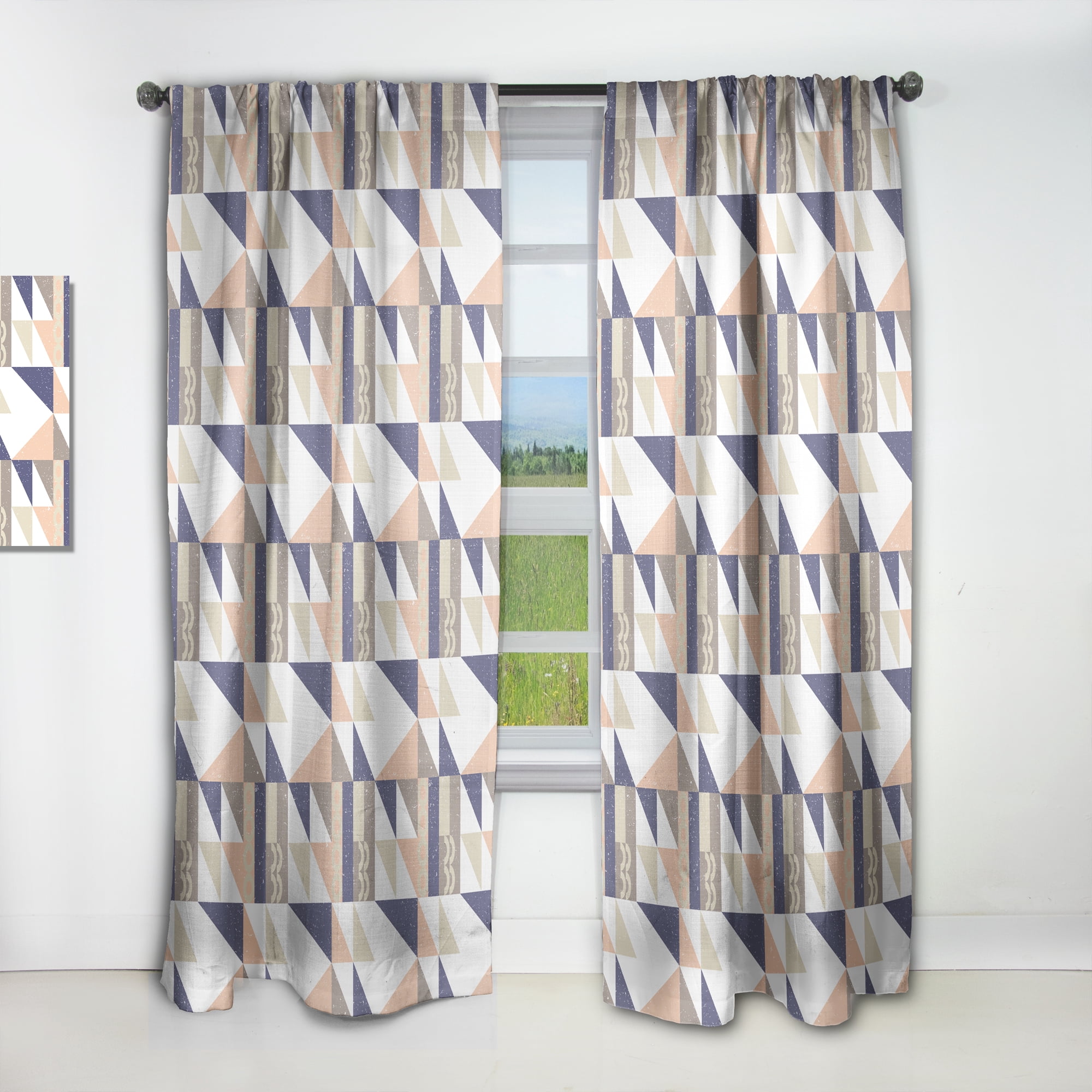 Designart 'Geometrical Retro Design X' Mid-Century Modern Curtain Panel