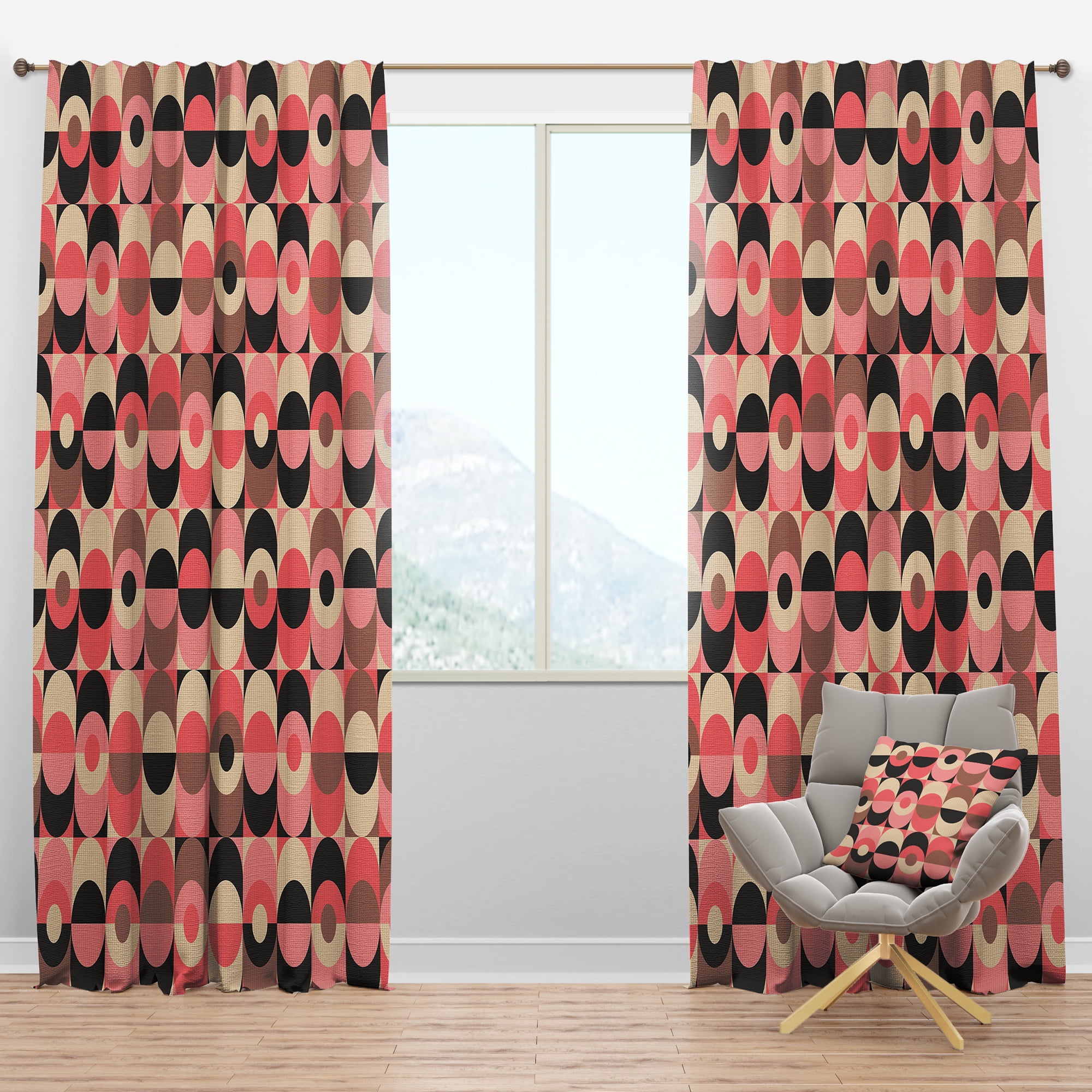 Designart 'Geometrical Retro Design XI' Mid-Century Modern Blackout Curtain Panel