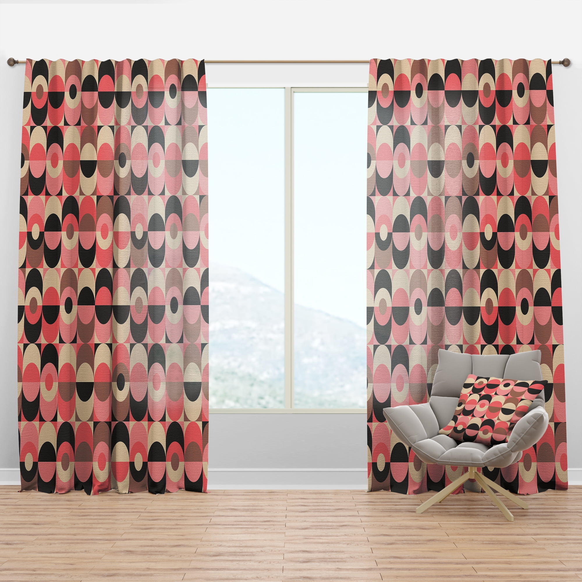 Designart 'Geometrical Retro Design XI' Mid-Century Modern Curtain Panel