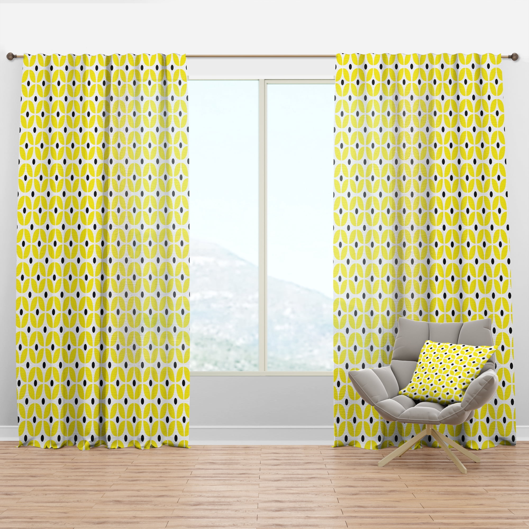 Designart 'Geometrical Retro Design XII' Mid-Century Modern Curtain Panel