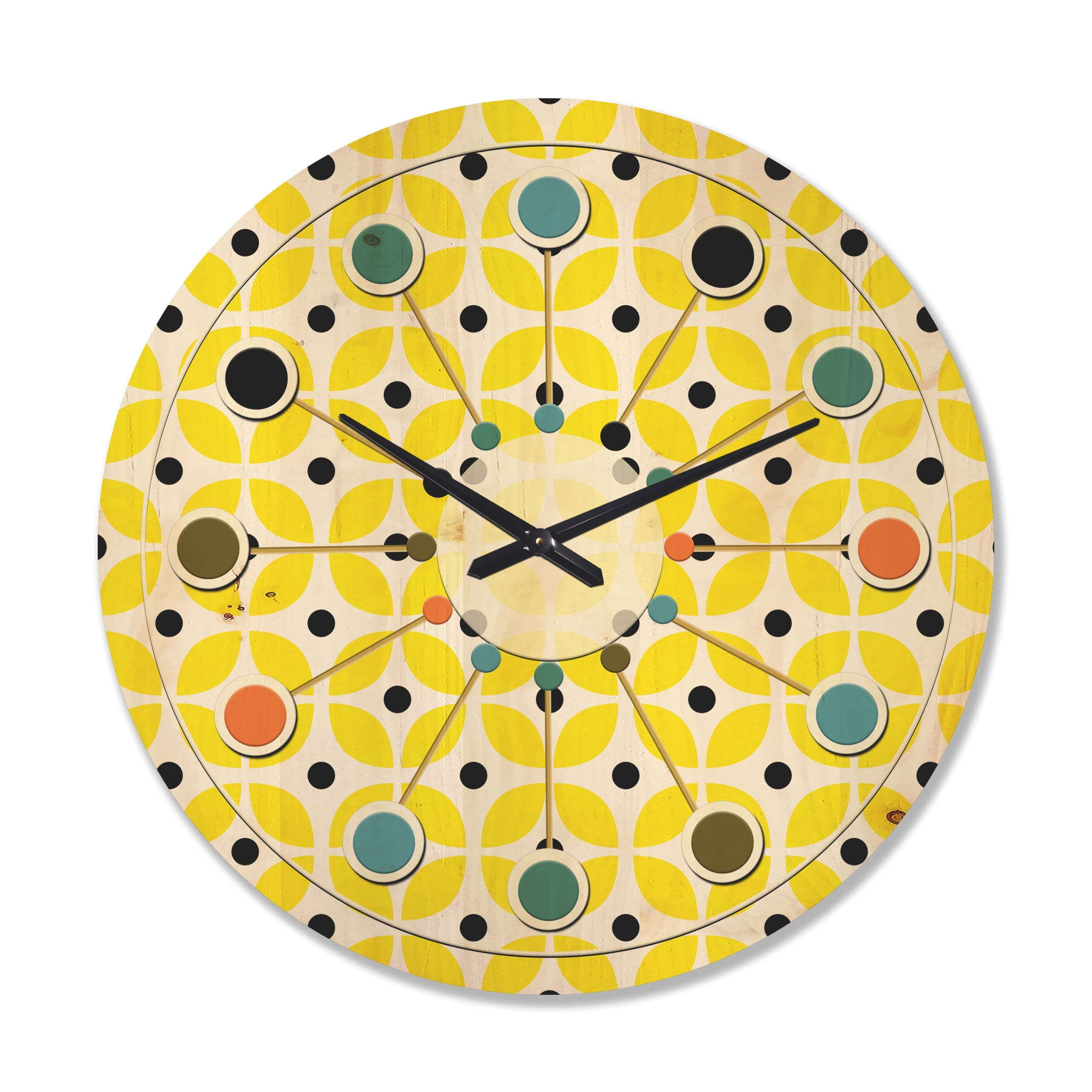 Designart 'Geometrical Retro Design XII' Mid-Century Modern Wood Wall Clock