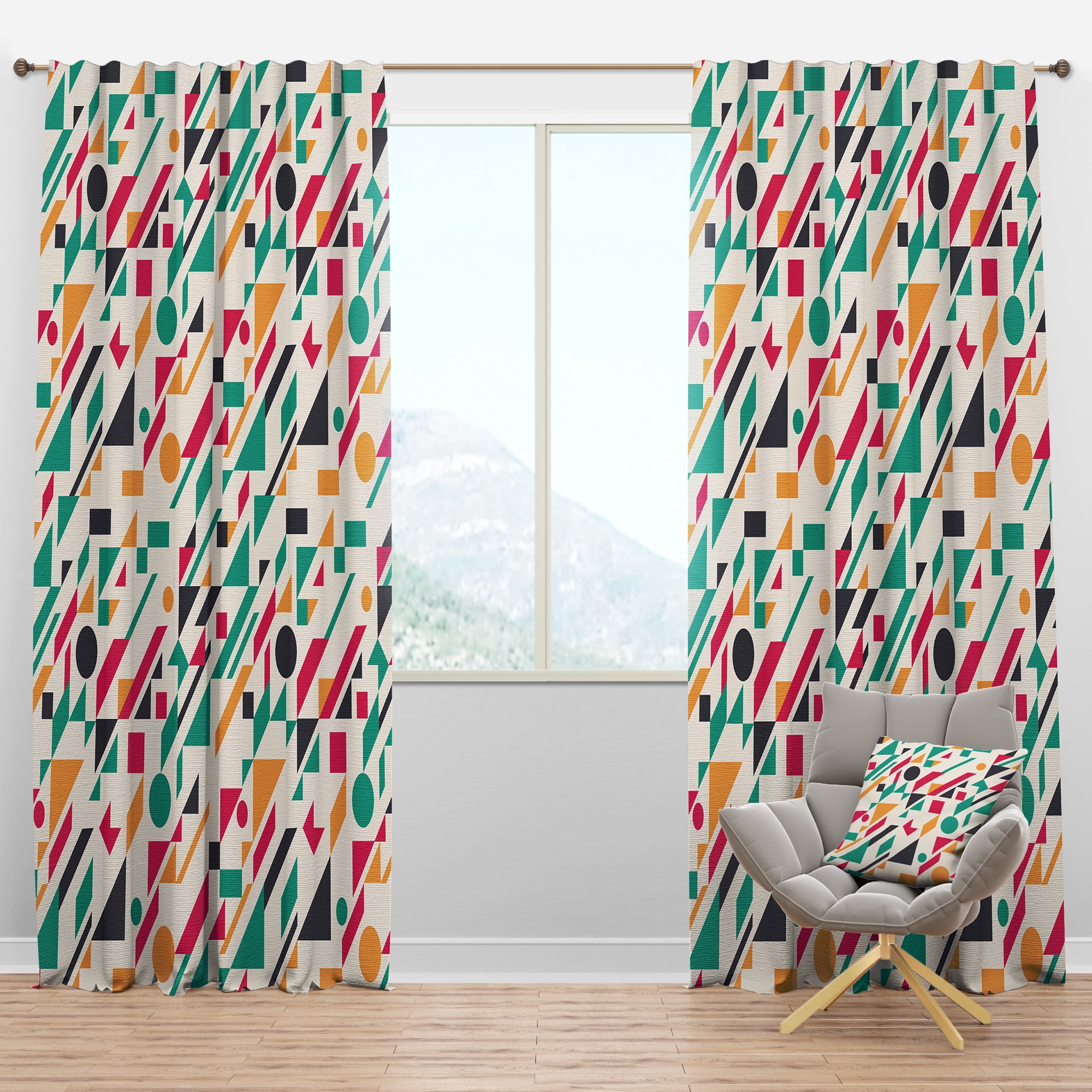 Designart 'Geometrical Retro Design XIV' Mid-Century Modern Blackout Curtain Panel