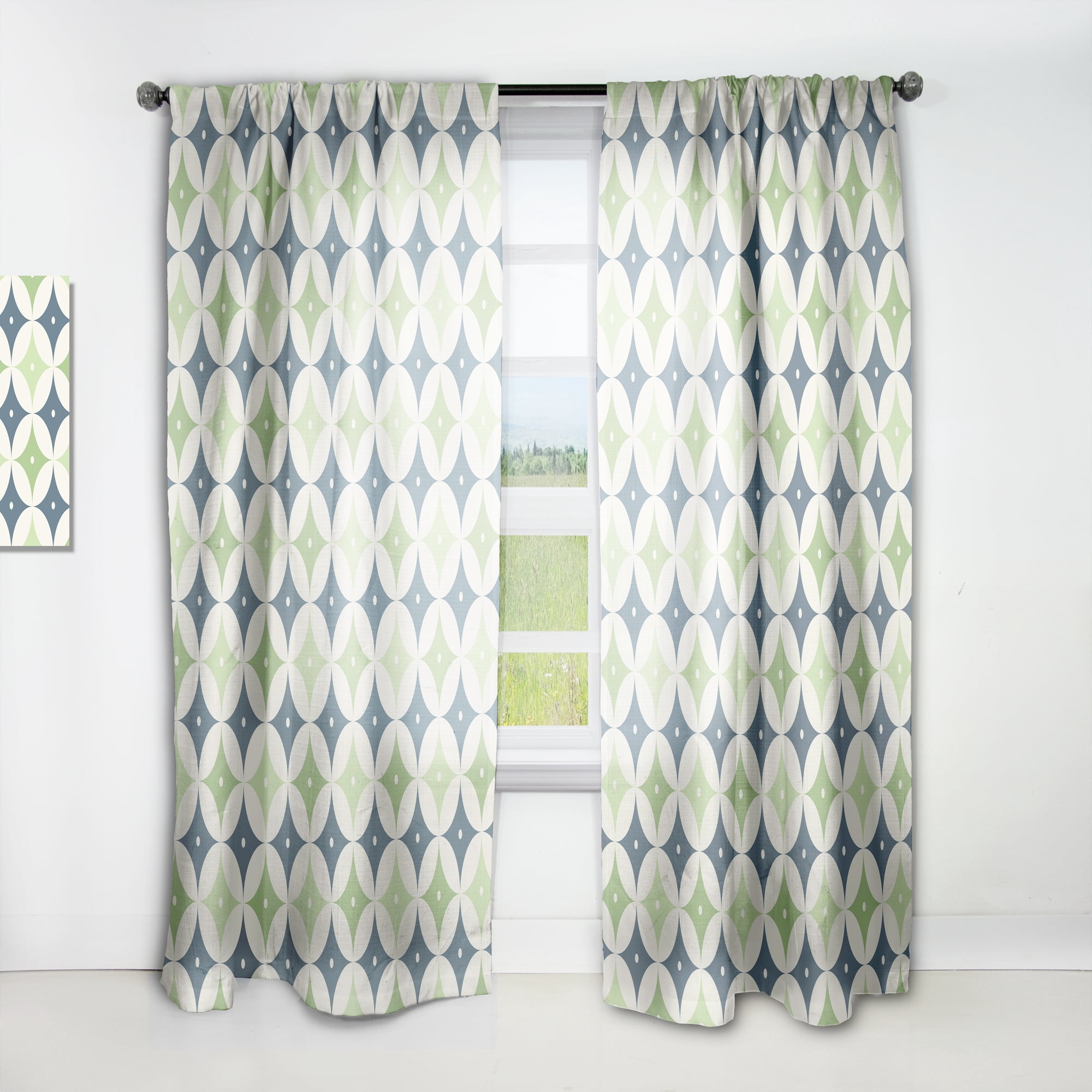 Designart 'Geometrical Retro Design XVI' Mid-Century Modern Curtain Panel