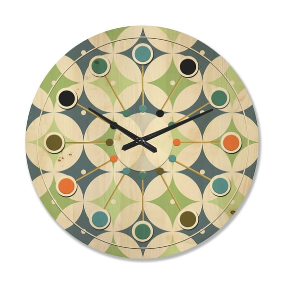 Designart 'Geometrical Retro Design XVI' Mid-Century Modern Wood Wall Clock