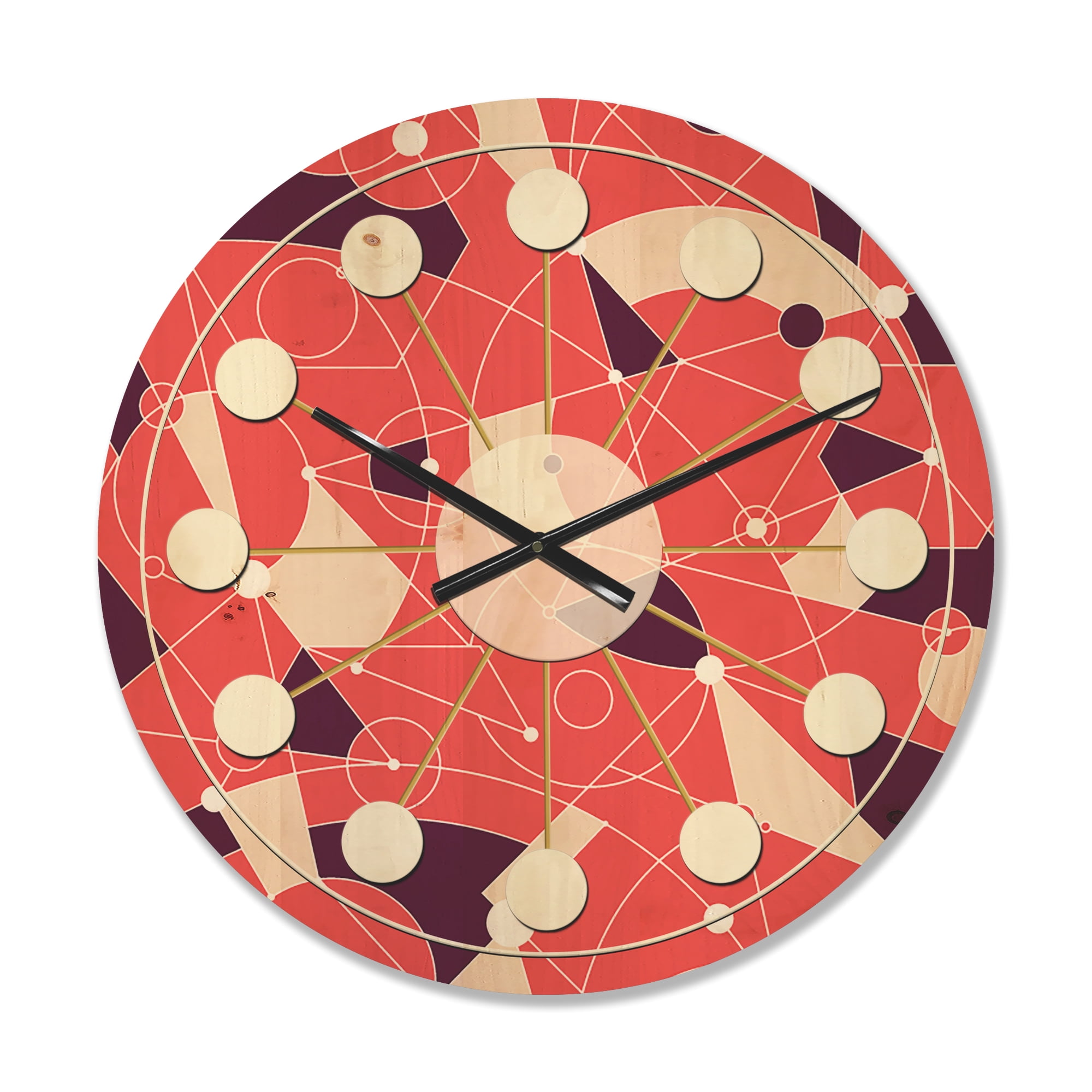 Designart 'Geometrical Retro Grid I' Mid-Century Modern Wood Wall Clock