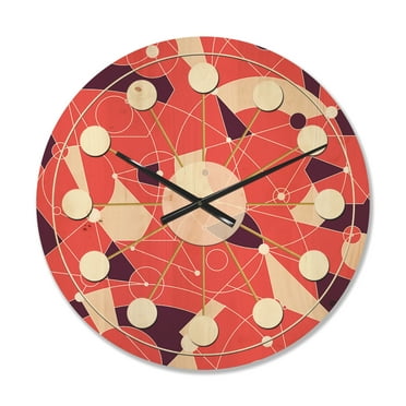 Designart 'Geometrical Retro Grid I' Mid-Century Modern Wood Wall Clock