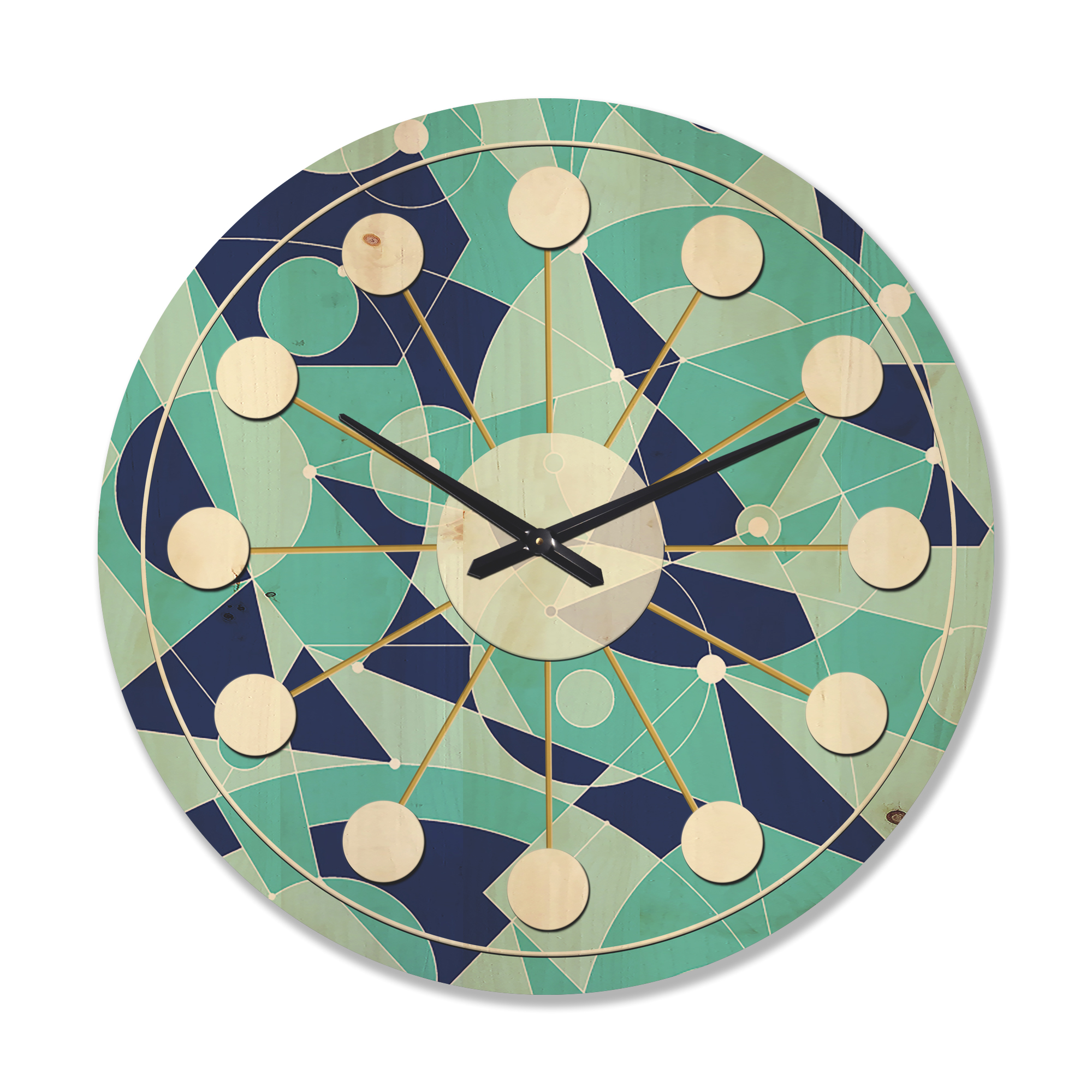 Designart 'Geometrical Retro Grid II' Mid-Century Modern Wood Wall Clock