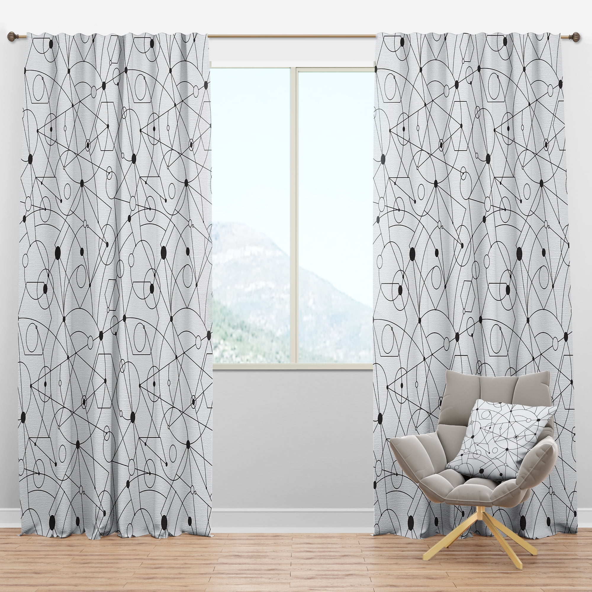 Designart 'Geometrical Retro Grid III' Mid-Century Modern Blackout Curtain Panel
