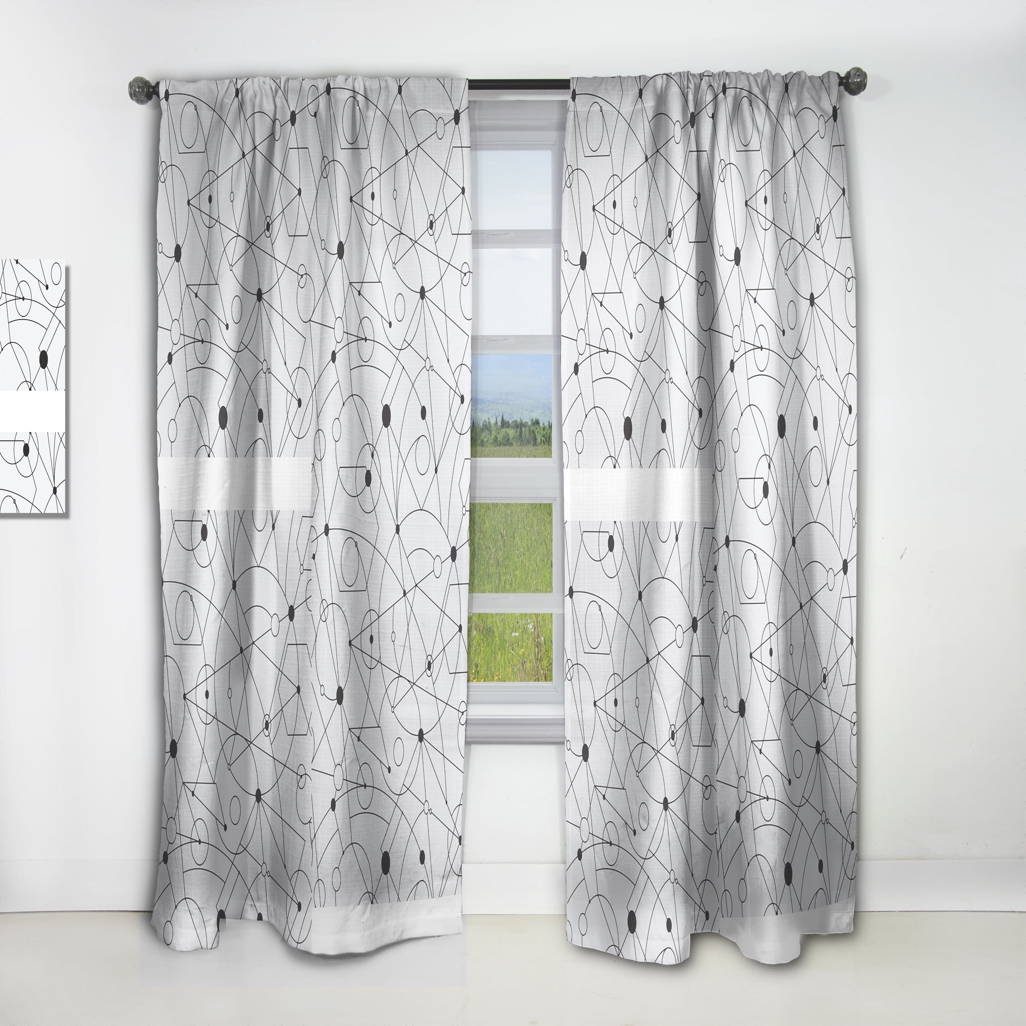 Designart 'Geometrical Retro Grid III' Mid-Century Modern Curtain Panel