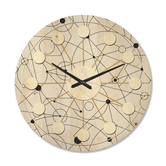 Designart 'Geometrical Retro Grid III' Mid-Century Modern Wood Wall Clock